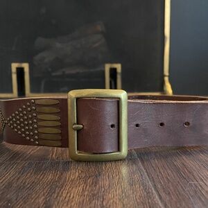 Colleen Cordero Brown Leather Studded Belt - size 34